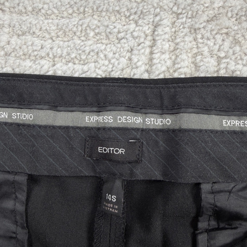 Express Design Studio Editor Pants Womens 14S Black Wide Leg Career Trousers Y2K - Picture 7 of 11